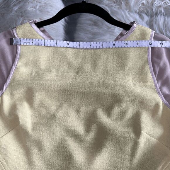 Badgley Mischka Yellow Sheath Day Dress with Cap Sleeves - Picture 6 of 10